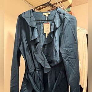 Max Studio Teal Ruffled Blouse